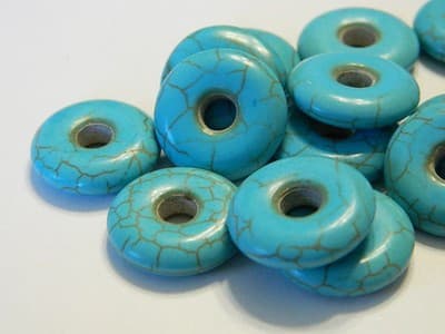 20MM Small Synthetic Turquoise Gemstone Donut/Pi Disc Focal Pendants - Man Made - Thumbnail 3