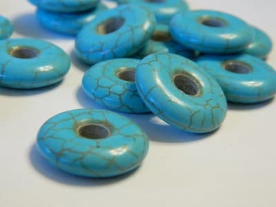 20MM Small Synthetic Turquoise Gemstone Donut/Pi Disc Focal Pendants - Man Made - Image 1