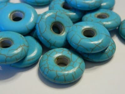 20MM Small Synthetic Turquoise Gemstone Donut/Pi Disc Focal Pendants - Man Made - Thumbnail 4