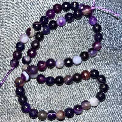 6mm Purple Banded Agate Beads - Image 1