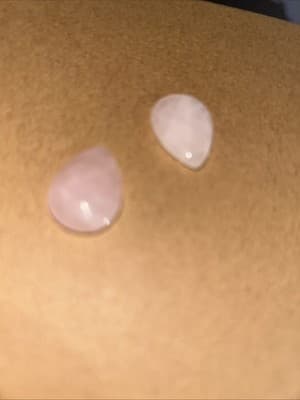 2x Pale Pink White Irregular Faceted Beads Baroque Teardrop Gemstone Cabochons - Thumbnail 2