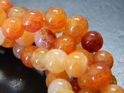 8MM Orange Fire Agate Gemstone Beads - Banded Natural Fire Agate Stone Beads - - Thumbnail 2