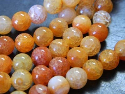 8MM Orange Fire Agate Gemstone Beads - Banded Natural Fire Agate Stone Beads - - Thumbnail 3