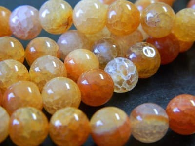 8MM Orange Fire Agate Gemstone Beads - Banded Natural Fire Agate Stone Beads - - Image 1