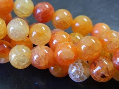 8MM Orange Fire Agate Gemstone Beads - Banded Natural Fire Agate Stone Beads - - Thumbnail 4