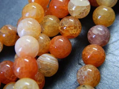 8MM Orange Fire Agate Gemstone Beads - Banded Natural Fire Agate Stone Beads - - Thumbnail 7