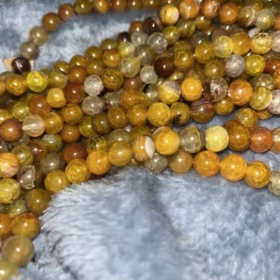 10 mm Yellow Crackled Agate Beads - Thumbnail 4
