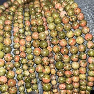 8 mm Unakanite Gemstone Beads - Image 1