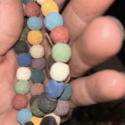 12mm Finely Frosted Multicolored Lava Beads-Essential Oil Diffuser Bracelet - Thumbnail 3