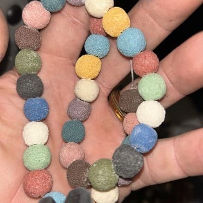 12mm Finely Frosted Multicolored Lava Beads-Essential Oil Diffuser Bracelet - Thumbnail 2