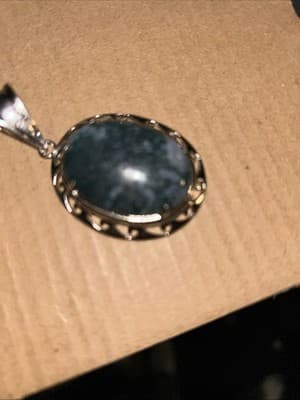 30 mm Oval Moss Agate Gemstone Pendant - Image 1