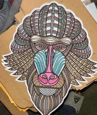 12” Monkey Embroidery Patch-Iron On - Image 1