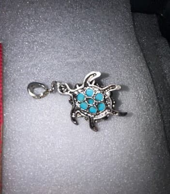 Turtle Pendant Turquoise Turtle Pendant Necklace Charm - Thumbnail 3