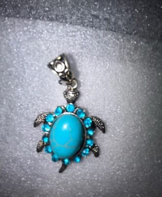 Turtle Pendant Turquoise Turtle Pendant Necklace Charm - Image 1