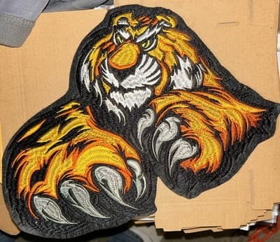11” Funny Tiger Character Embroidery Patch-Iron On - Image 1