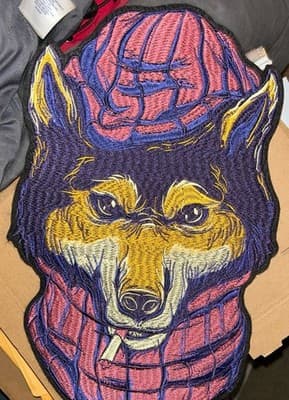 12” Fox In Winter Clothes Smoking A Cigarette Embroidery Patch-Iron On - Image 1