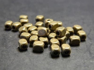 4.5MM Small Bronze Rectangular Cuboid Metal Alloy Spacer Beads -150 Beads - Image 1