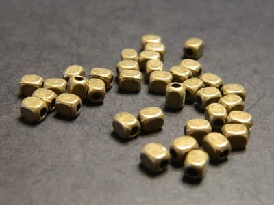 4.5MM Small Bronze Rectangular Cuboid Metal Alloy Spacer Beads -150 Beads - Thumbnail 3