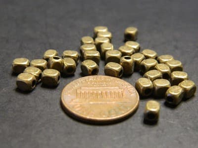 4.5MM Small Bronze Rectangular Cuboid Metal Alloy Spacer Beads -150 Beads - Thumbnail 5