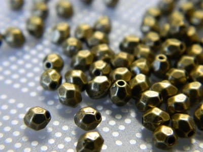 4MM Small Bronze Faceted Pewter Spacer Beads - 150 Bronze Metal Alloy Beads - Thumbnail 2
