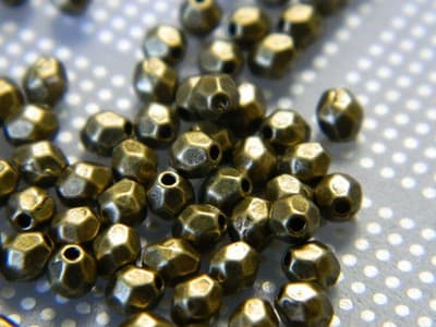 4MM Small Bronze Faceted Pewter Spacer Beads - 150 Bronze Metal Alloy Beads - Thumbnail 6