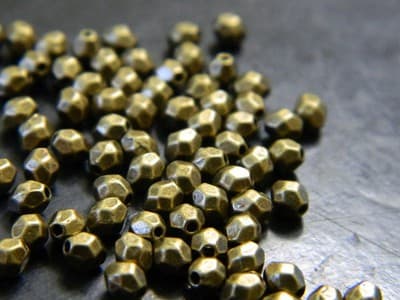 4MM Small Bronze Faceted Pewter Spacer Beads - 150 Bronze Metal Alloy Beads - Thumbnail 7