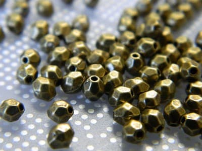 4MM Small Bronze Faceted Pewter Spacer Beads - 150 Bronze Metal Alloy Beads - Thumbnail 4
