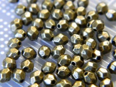 4MM Small Bronze Faceted Pewter Spacer Beads - 150 Bronze Metal Alloy Beads - Thumbnail 8