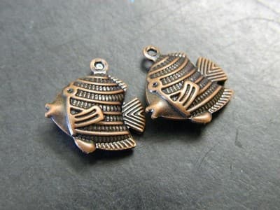 17MM Copper Salt Life Ocean 10 Fish Charm Pendants - Copper Toned Brass Tropical - Image 1