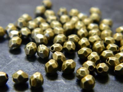 4MM Small Bronze Faceted Pewter Spacer Beads - 150 Bronze Metal Alloy Beads - Thumbnail 5