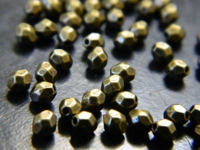 4MM Small Bronze Faceted Pewter Spacer Beads - 150 Bronze Metal Alloy Beads - Thumbnail 9