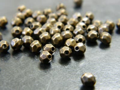 4MM Small Bronze Faceted Pewter Spacer Beads - 150 Bronze Metal Alloy Beads - Thumbnail 3