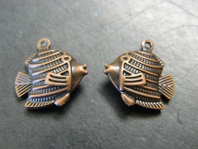 17MM Copper Salt Life Ocean 10 Fish Charm Pendants - Copper Toned Brass Tropical - Thumbnail 3
