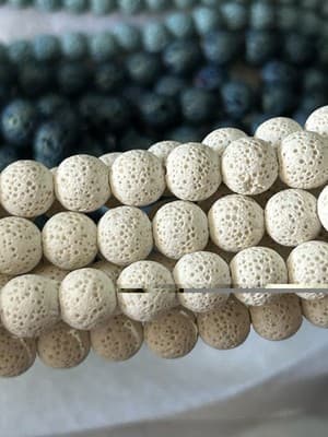 10mm White Round Lava Rock Beads/Natural Volcano Stone-15” Strand - Image 1