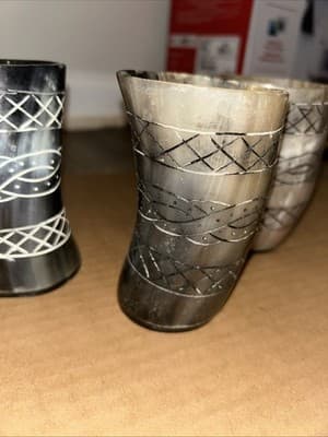 Authentic Water Buffalo Horn Drinking Cup - Viking Drinking Cup -Hand Crafted - Thumbnail 3