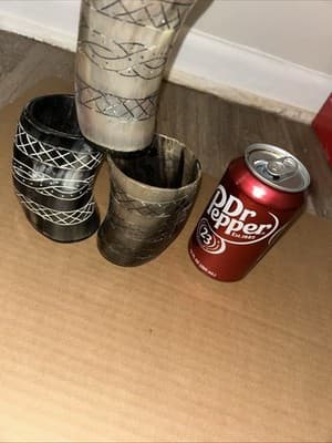 Authentic Water Buffalo Horn Drinking Cup - Viking Drinking Cup -Hand Crafted - Thumbnail 6