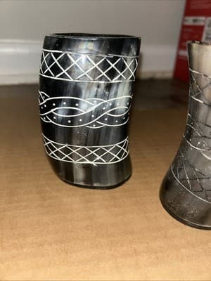 Authentic Water Buffalo Horn Drinking Cup - Viking Drinking Cup -Hand Crafted - Thumbnail 2