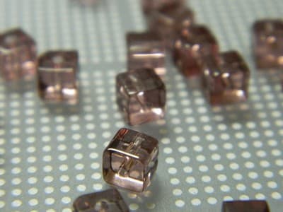 4MM Purple Square Glass Beads - Transparent Cube Glass Beads - Square Bead - Thumbnail 4