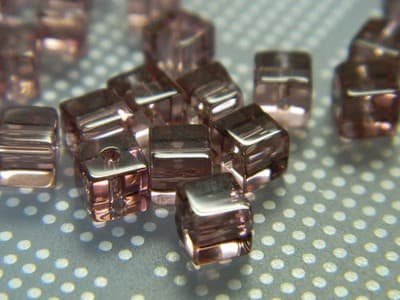 4MM Purple Square Glass Beads - Transparent Cube Glass Beads - Square Bead - Thumbnail 5