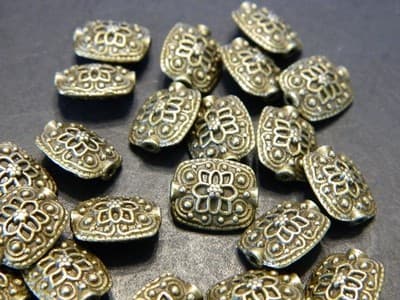 13MM Elegant Decorative Rectangle Antiqued Bronze Spacer Beads - Elegant - Thumbnail 3
