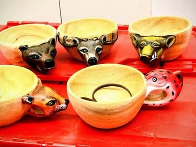 Hand-Carved Animal Head Kuksa Wooden Mug Set - Image 1