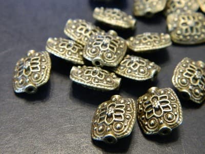 13MM Elegant Decorative Rectangle Antiqued Bronze Spacer Beads - Elegant - Thumbnail 5