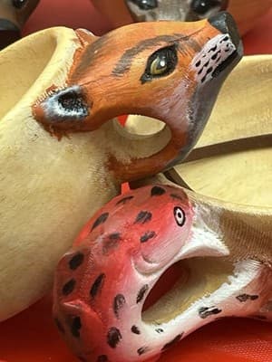 Hand-Carved Animal Head Kuksa Wooden Mug Set - Thumbnail 3