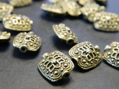 13MM Elegant Decorative Rectangle Antiqued Bronze Spacer Beads - Elegant - Thumbnail 4