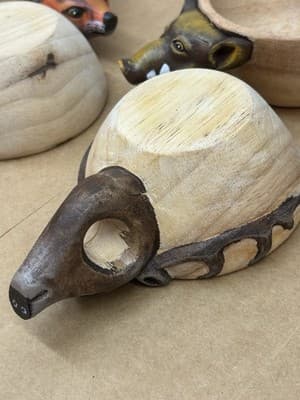 Hand-Carved Animal Head Kuksa Wooden Mug Set - Thumbnail 5