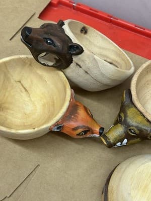 Hand-Carved Animal Head Kuksa Wooden Mug Set - Thumbnail 6