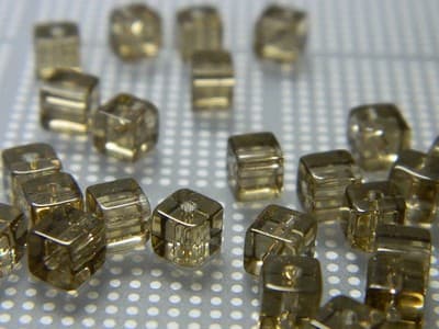 4MM Smoky Topaz Square Glass Beads - Transparent Gray Cube Glass Beads - Square - Image 1