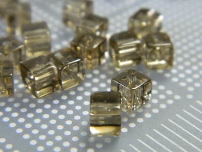 4MM Smoky Topaz Square Glass Beads - Transparent Gray Cube Glass Beads - Square - Thumbnail 4