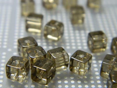 4MM Smoky Topaz Square Glass Beads - Transparent Gray Cube Glass Beads - Square - Thumbnail 3