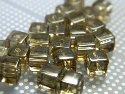 4MM Smoky Topaz Square Glass Beads - Transparent Gray Cube Glass Beads - Square - Thumbnail 5